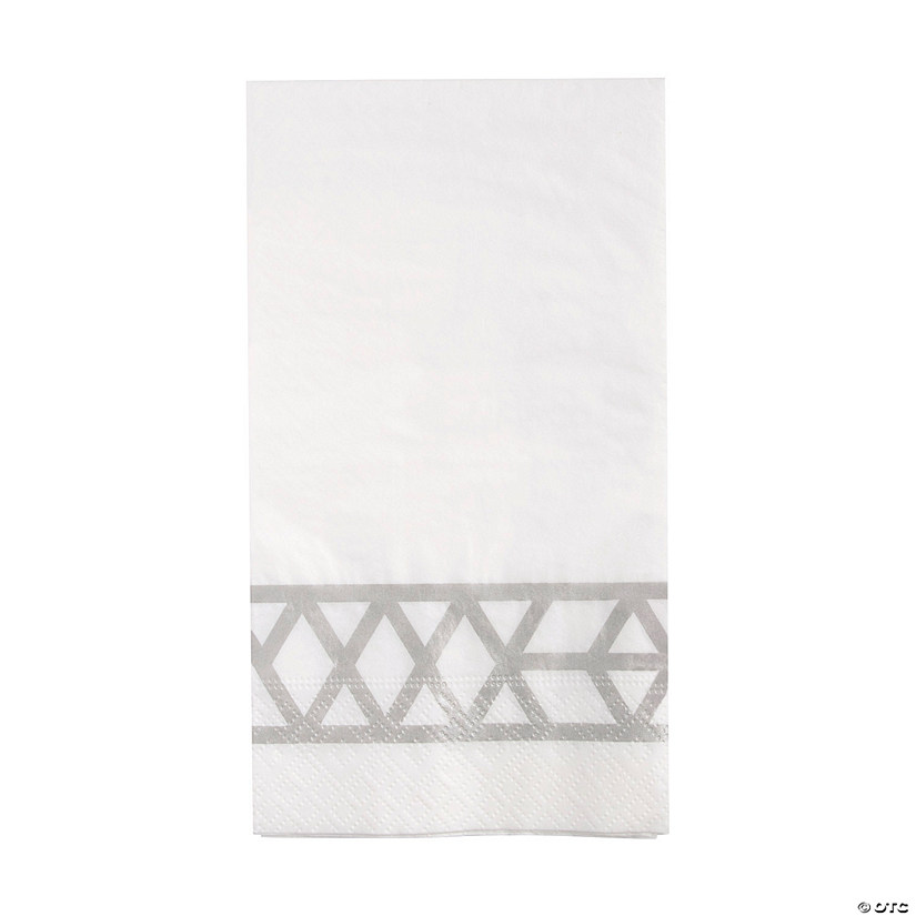 Bulk  50 Pc. Premium White Paper Napkin with Silver Design Image