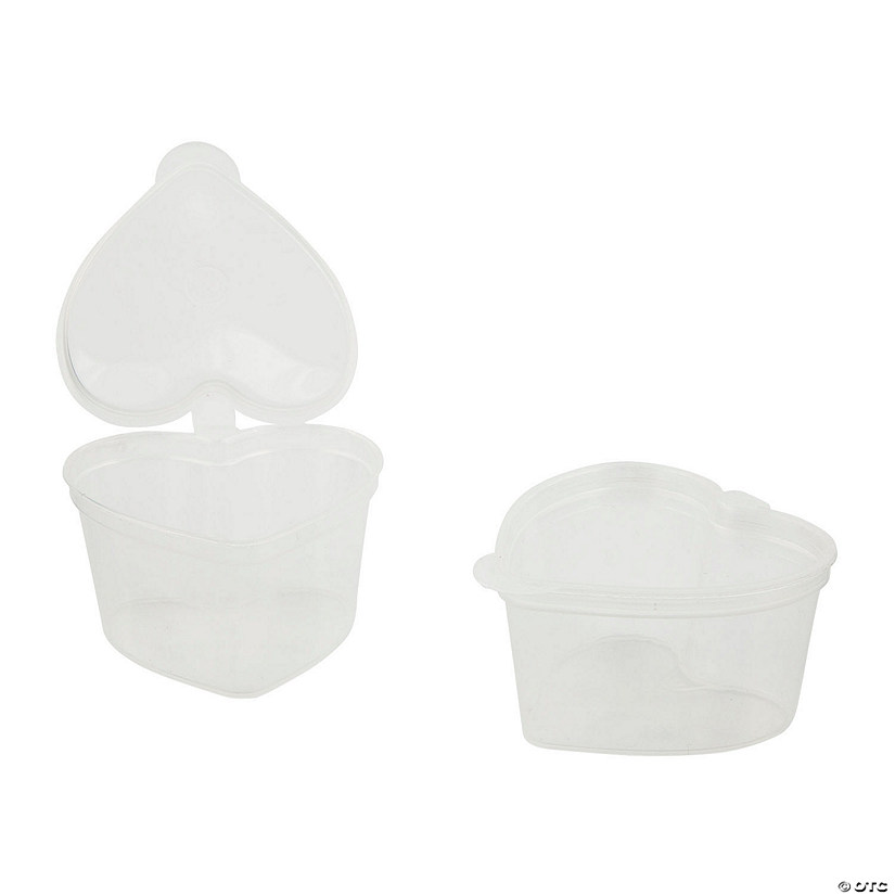 Bulk 50 Pc. Small Heart-Shaped Plastic Gelatin Shot Cups with Lids Image