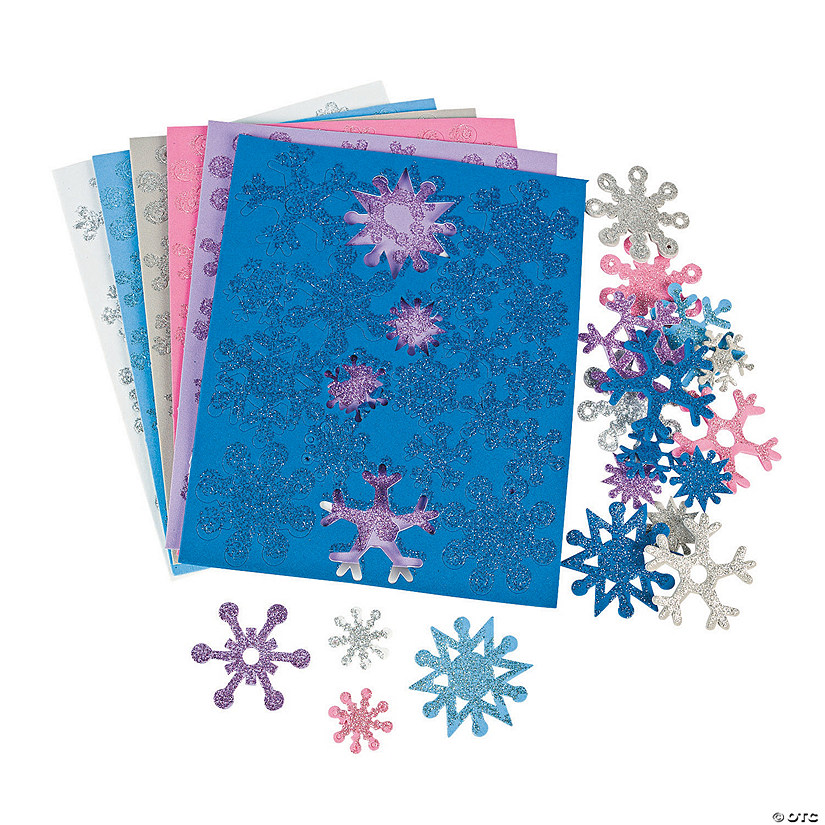 Bulk 500 Pc. Fabulous Foam Self-Adhesive Snowflake Glitter Shapes Image