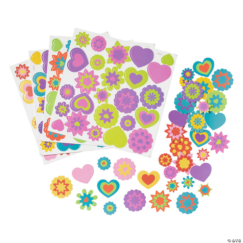 Bulk 500 Pc. Hearts & Flowers Self-Adhesive Shapes Image
