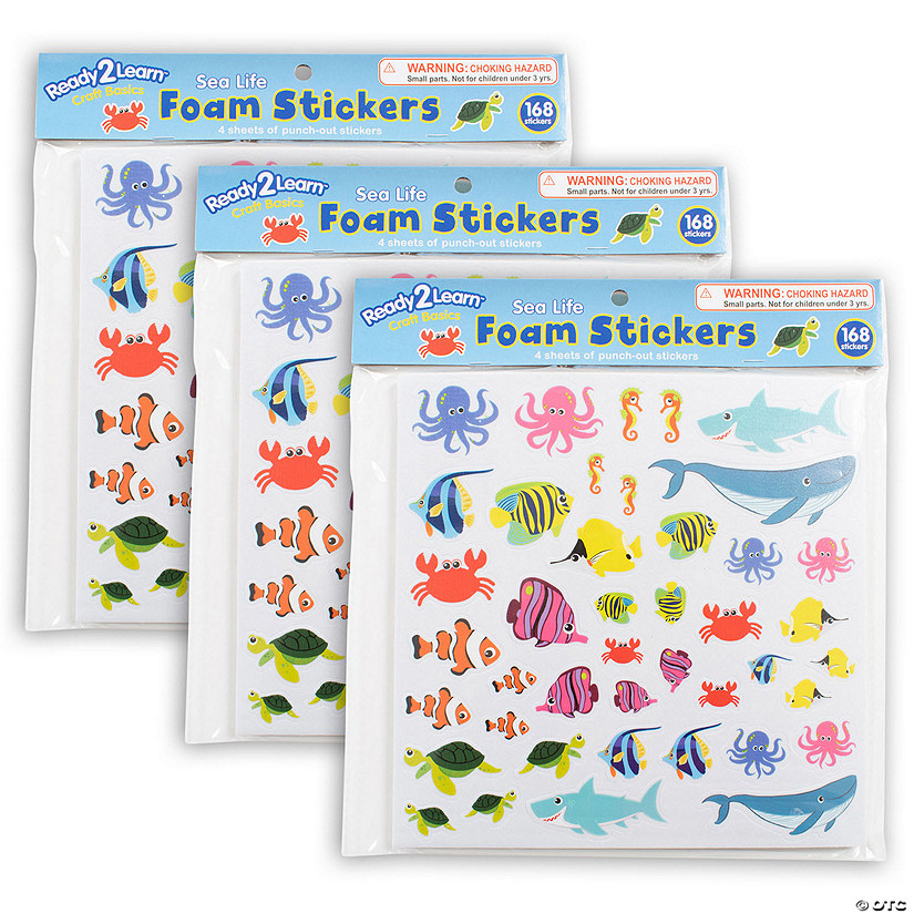 Bulk 504 Pc. Ready 2 Learn Foam Stickers, Sea Life, 168 Per Pack, 3 Packs Image