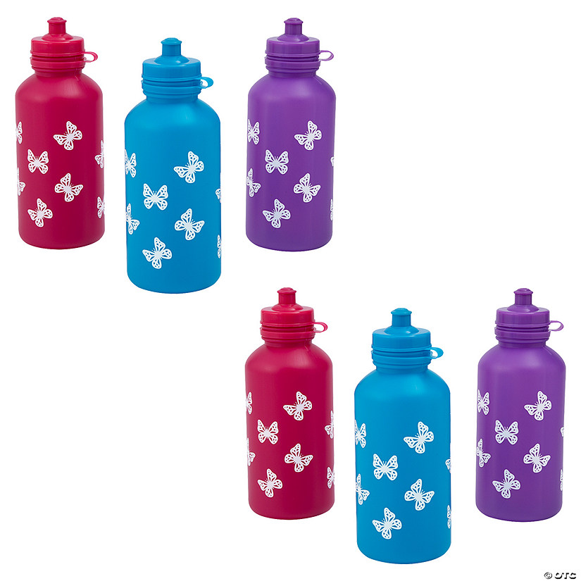 Bulk 60 Ct. Butterfly Reusable BPA-Free Plastic Water Bottles Image