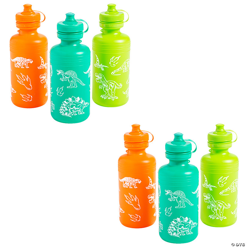 Bulk 60 Ct. Dinosaur Reusable BPA-Free Plastic Water Bottles Image
