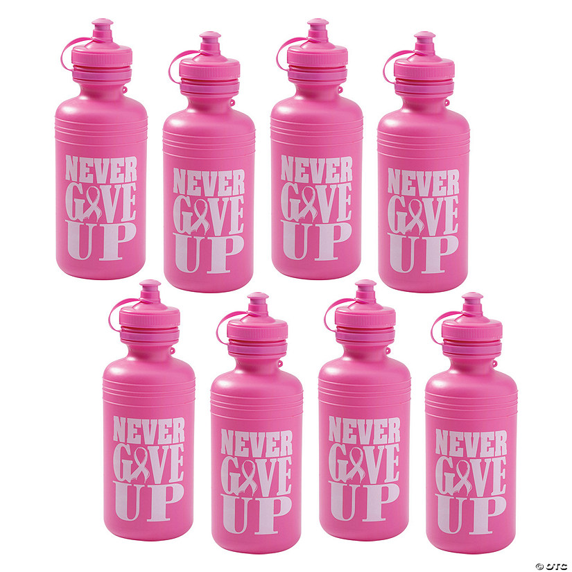 Bulk 60 Ct. Pink Ribbon Reusable BPA-Free Plastic Water Bottles Image