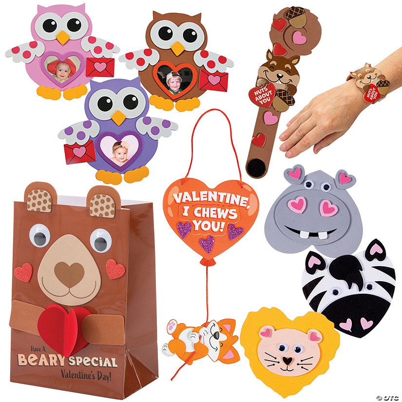 Bulk 60 Pc. Valentine Critters Craft Bag Kit - Makes 60 Image