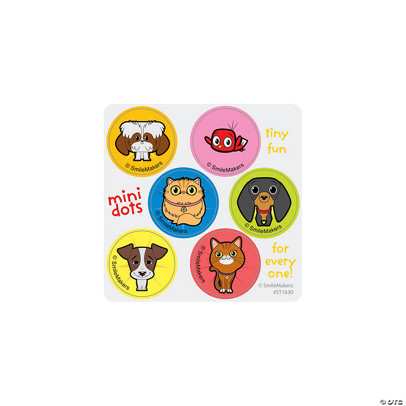 Bulk 600 Pc. Playful Pets Mini Dot Stickers Image