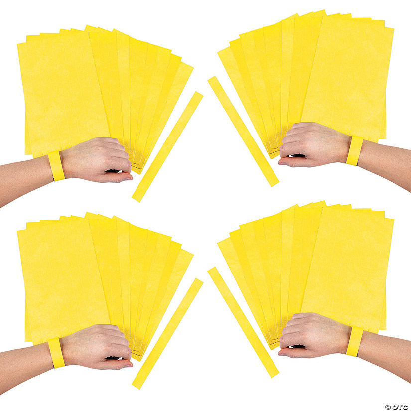 Bulk 600 Pc. Yellow Self-Adhesive Paper Wristbands Image