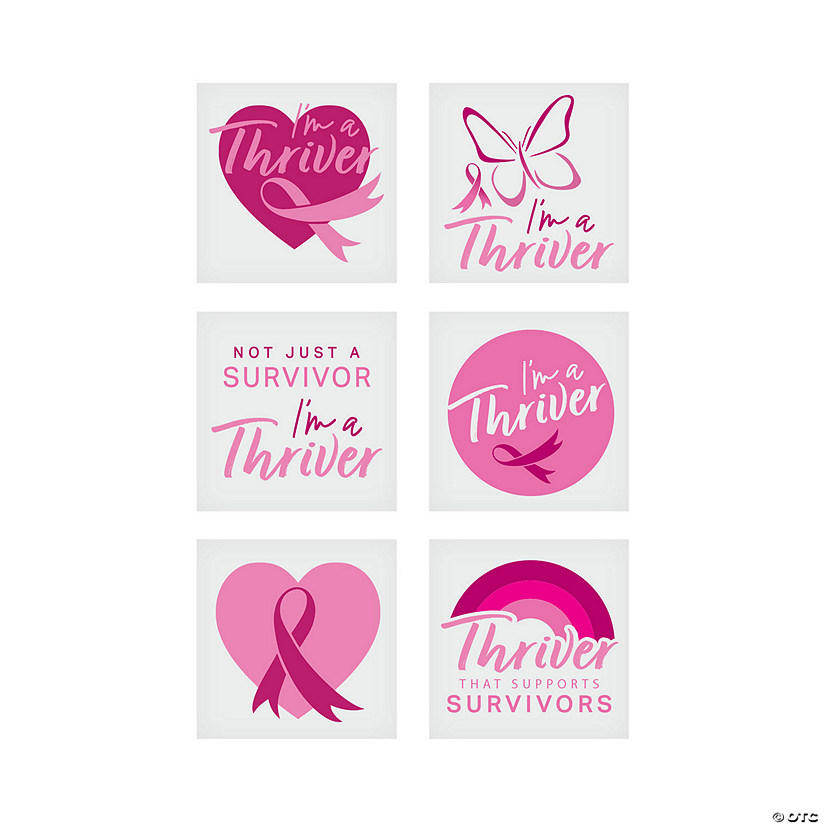 Bulk 72 Pc. Breast Cancer Thriver Temporary Tattoos Image