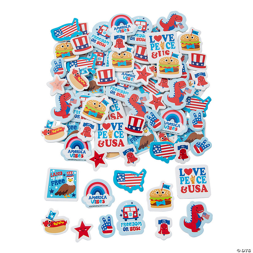Bulk 72 Pc. Cute Patriotic Icons Self-Adhesive Shapes Image
