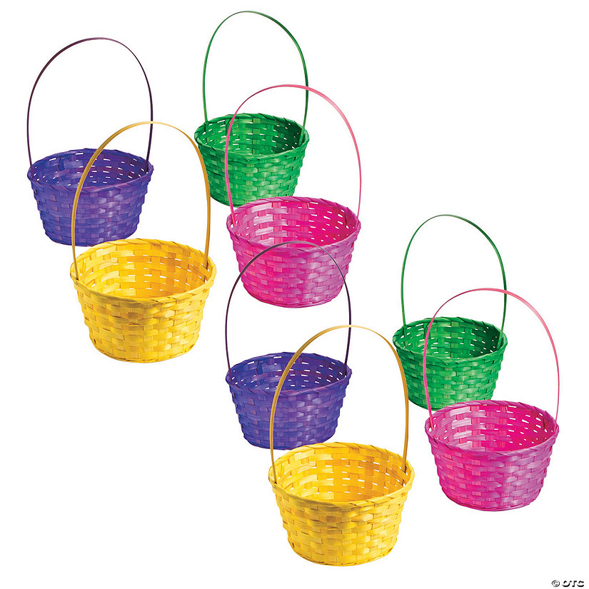 Bulk  72 Pc. Large Solid Color Bamboo Easter Baskets Image