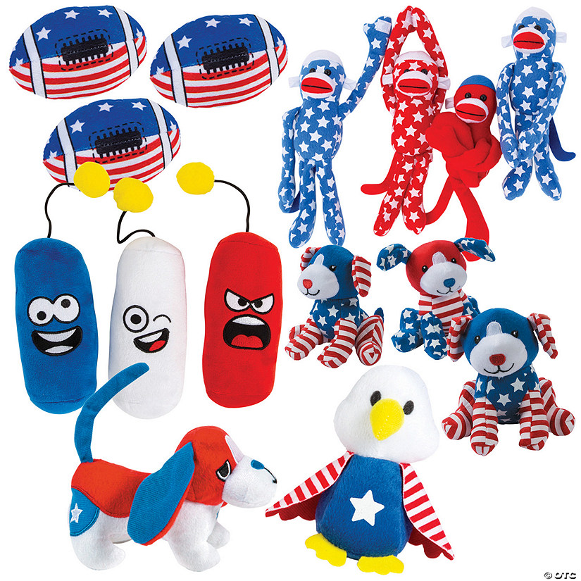 Bulk 72 Pc. Patriotic Party Animals Plush Giveaway Kit Assortment Image