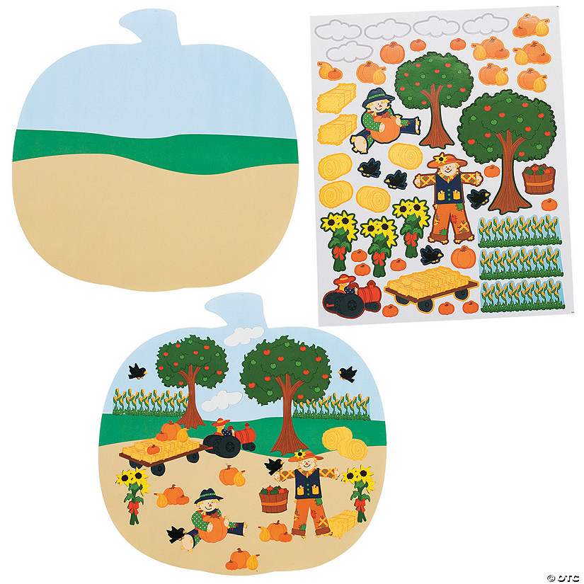 Bulk 72 Pc. Pumpkin Patch-Shaped Sticker Scenes Image