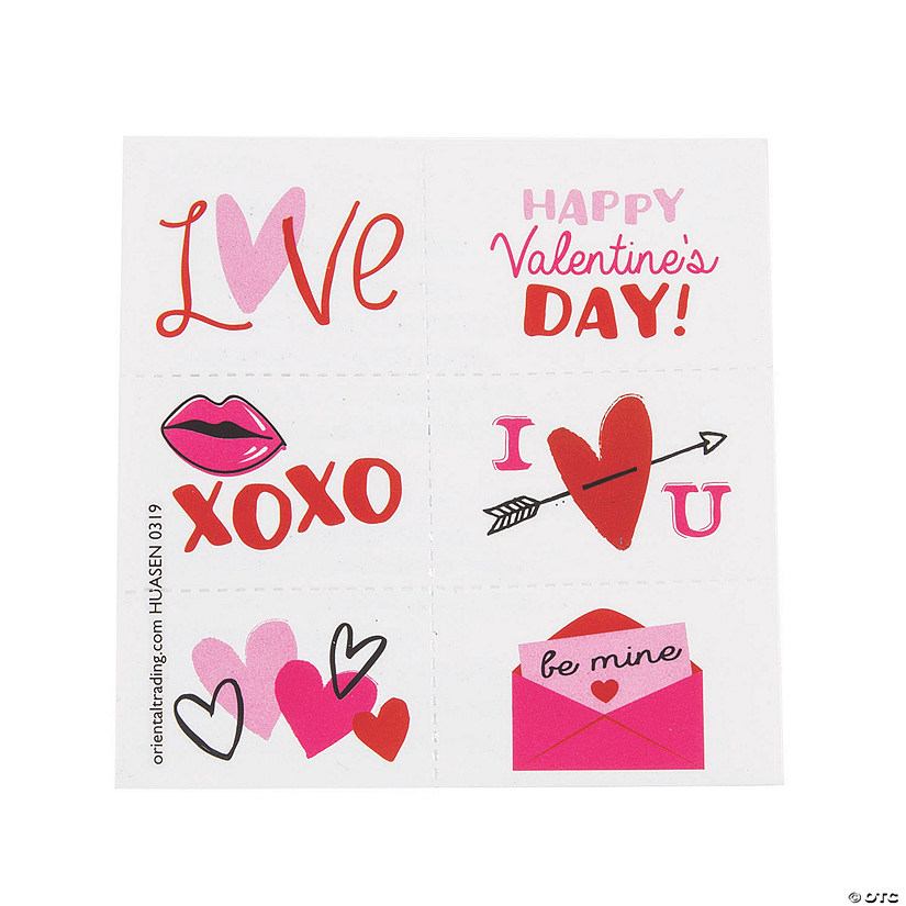 Bulk 72 Pc. Valentine&#8217;s Day XOXO Love Temporary Tattoos Image