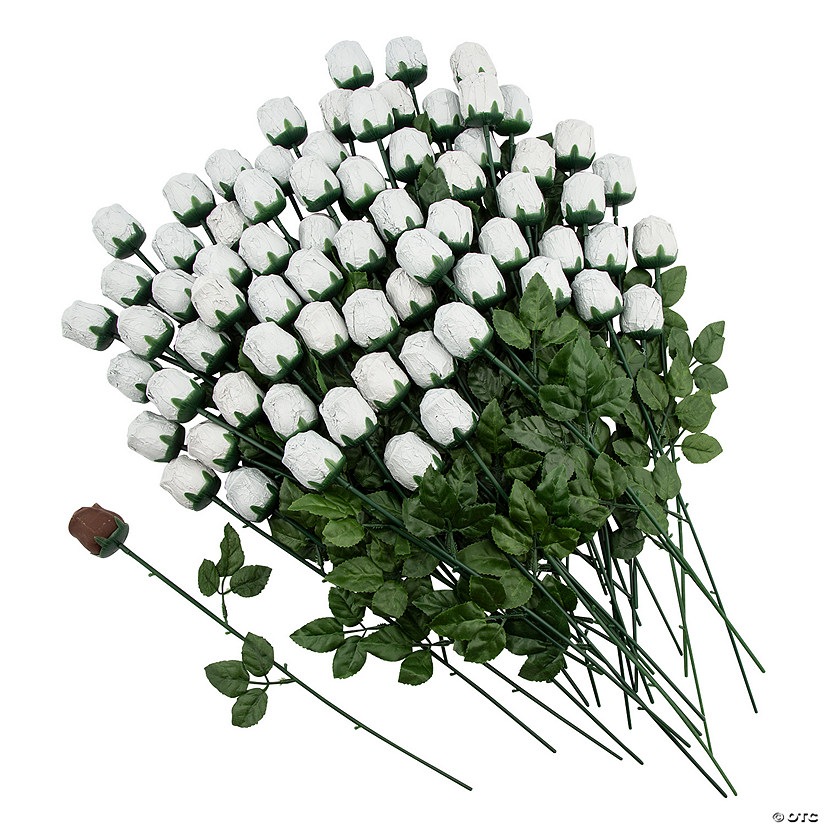 Bulk 72 Pc. White Foil-Wrapped Chocolate Roses Image