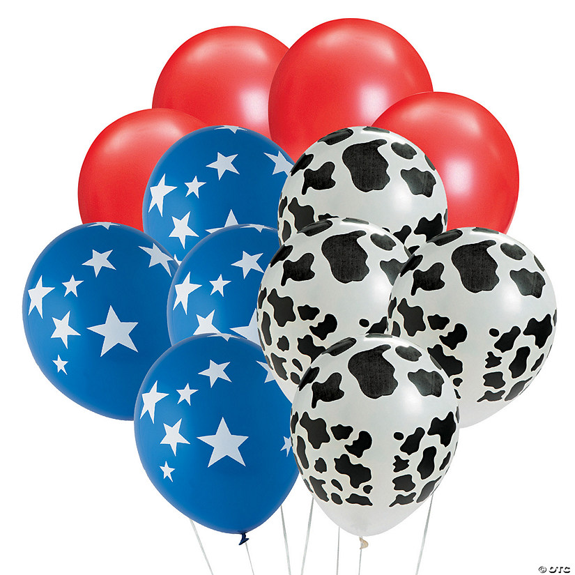 Bulk 73 Pc. Cowboy Party Latex Balloon Assortment with Curling Ribbon Image