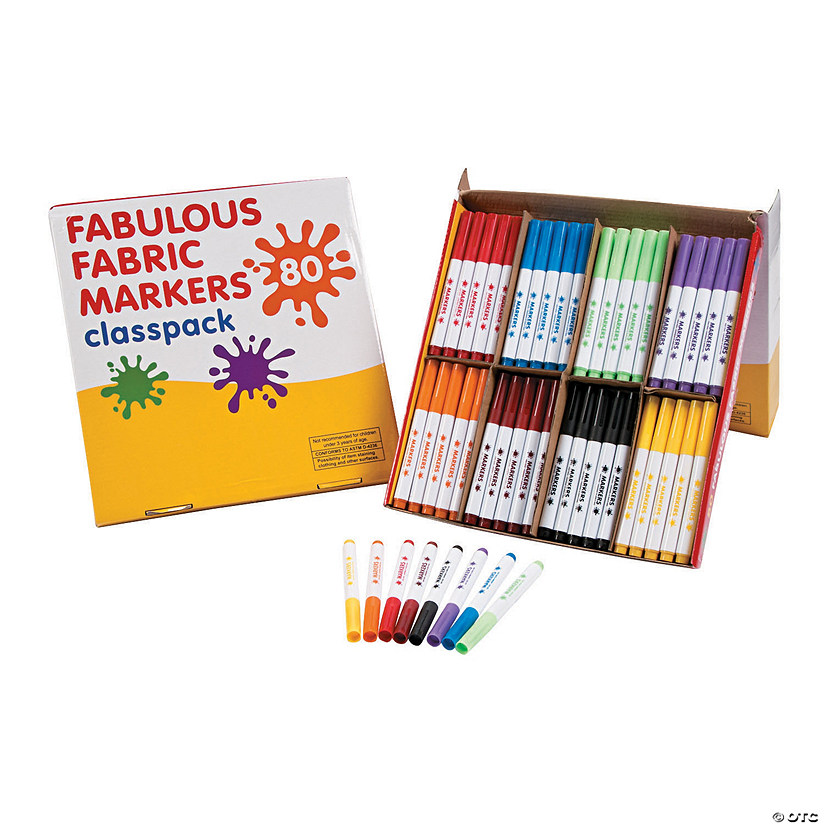 Bulk 80 Pc. Fabulous Fabric Marker Pack - 8 colors per pack Image