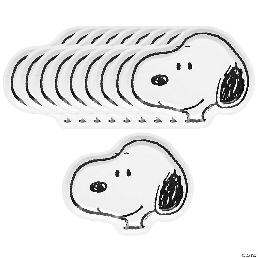 Bulk 96 Ct. Peanuts<sup>&#174;</sup> Snoopy-Shaped Paper Dessert Plates Image