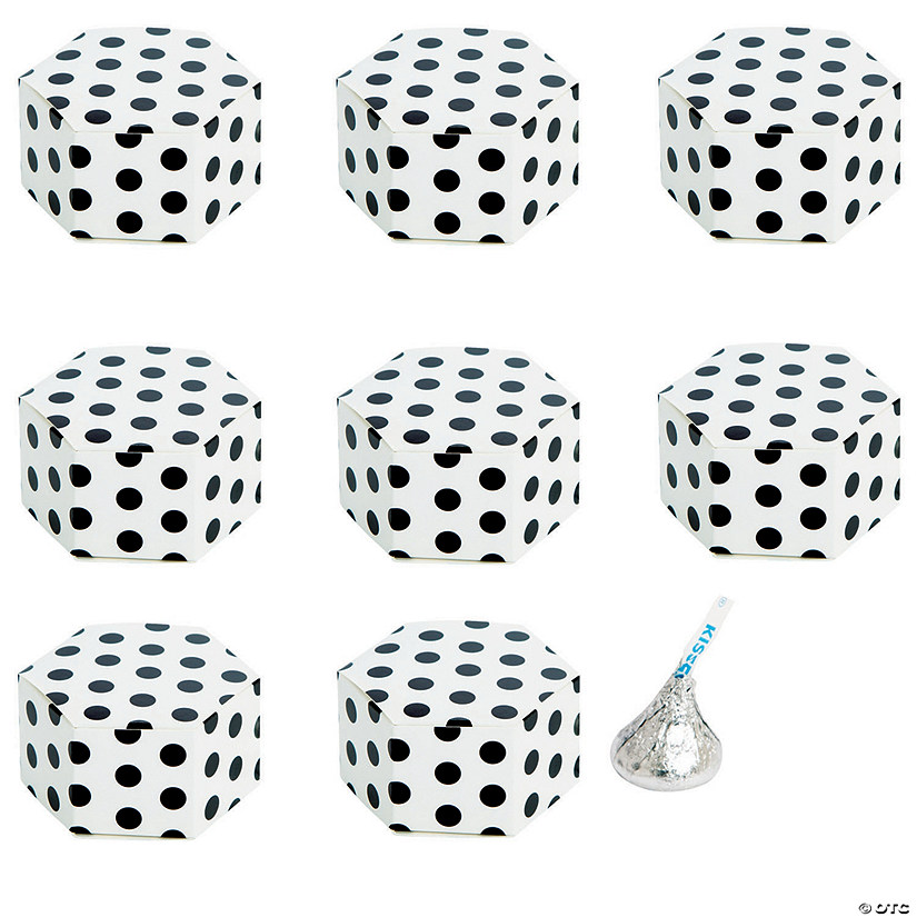 Bulk 96 Pc. Black Polka Dot Hexagon Favor Boxes Image
