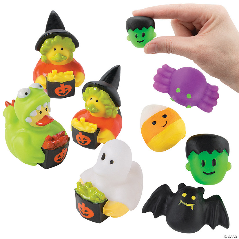 Bulk 96 Pc. Halloween Mochi Squishies & Rubber Ducks Kit Image