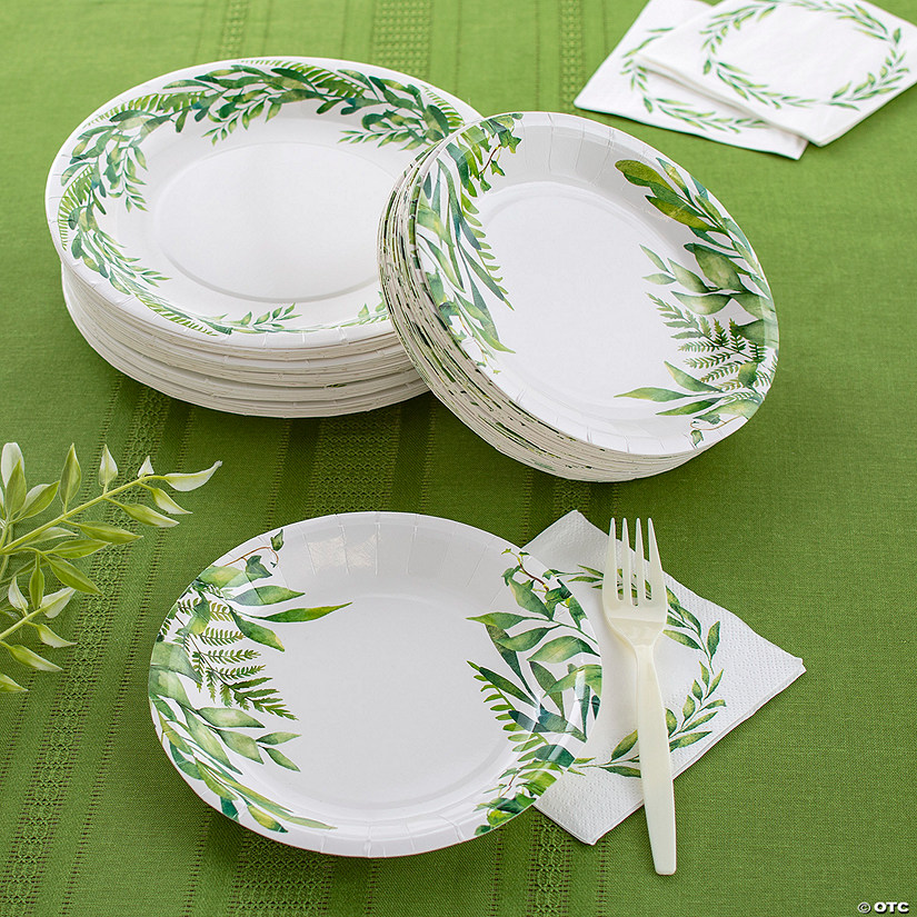 Bulk 96 Pc. Spring Greenery Dessert Plates Image