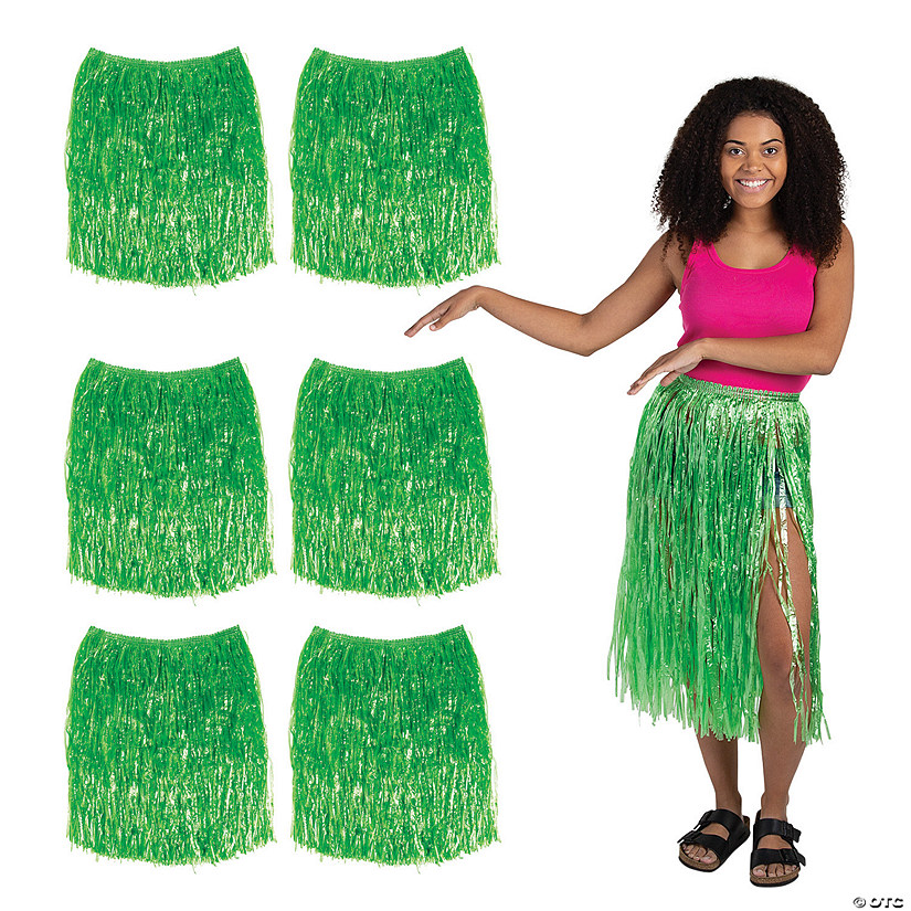 Bulk Adult&#8217;s Green Hula Skirts - 12 Pc. Image