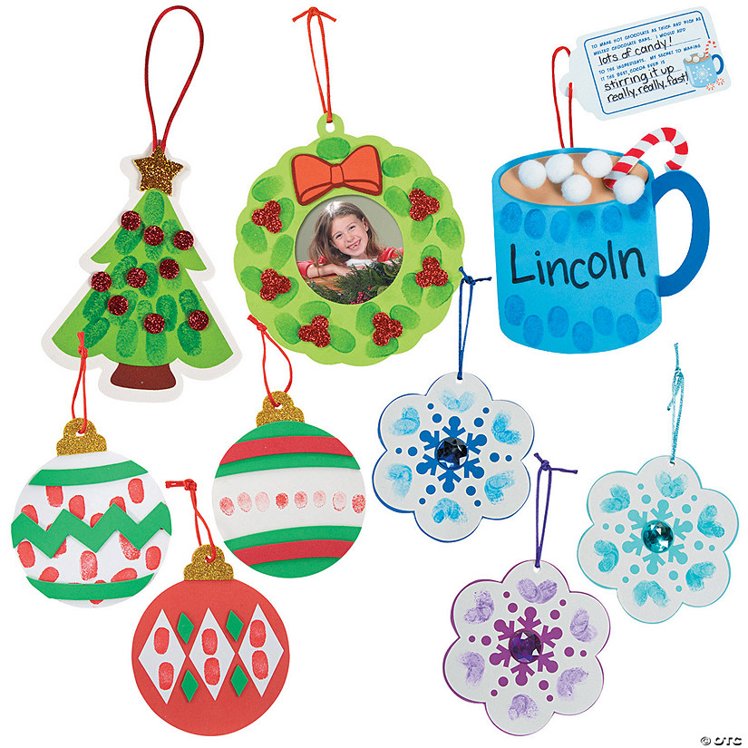 Bulk Christmas Thumbprint Ornament Craft Kit Assortment - Makes 60 Image