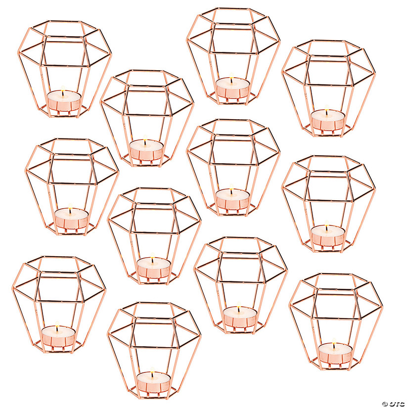 Bulk Copper Geometric Tea Light Holders - 12 Pc. Image