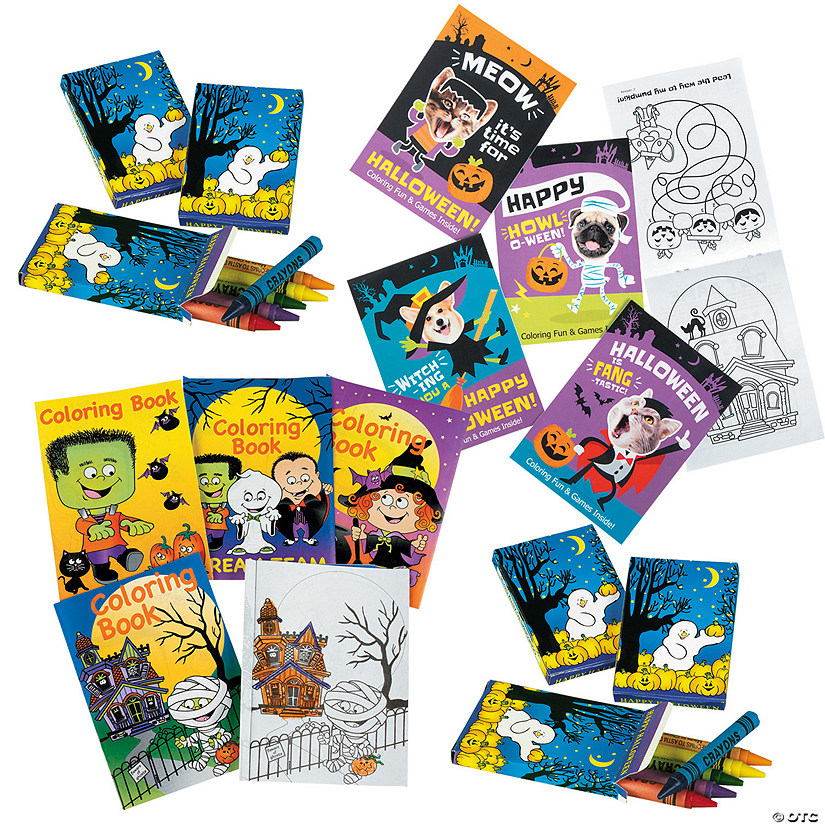 Bulk Halloween Coloring Books & Crayons Kit for 144 Image