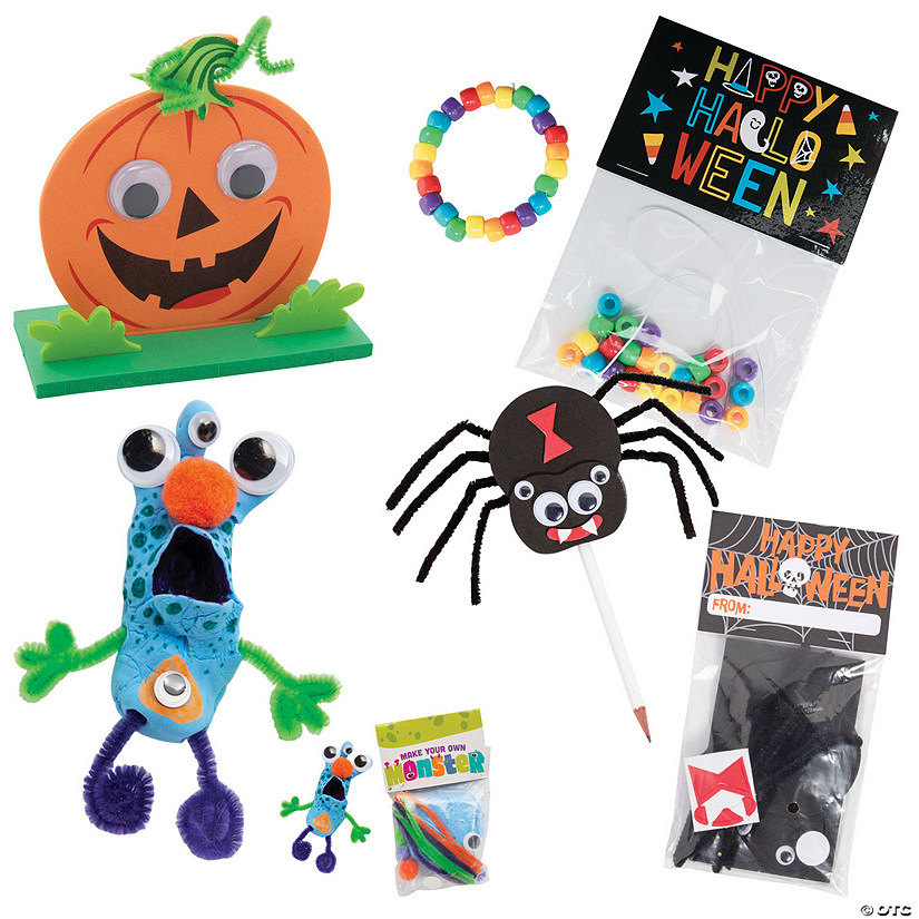 Bulk Halloween Trick-or-Treat Giveaway Craft Kit Assortment - Makes 96 Image