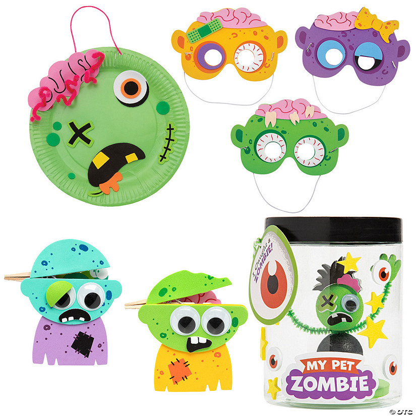 Bulk Halloween Zippy Zombie Craft Kit Assortment - Makes 48 Image