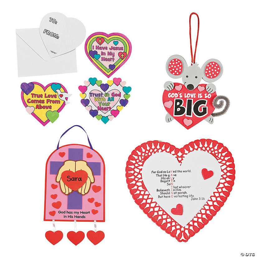 Bulk Inspirational Valentine Craft Kit Assortment - Makes 60 Image