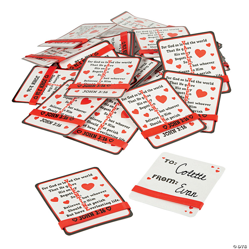 Bulk John 3:16 Bracelet Valentine Exchanges with Card for 48 Image