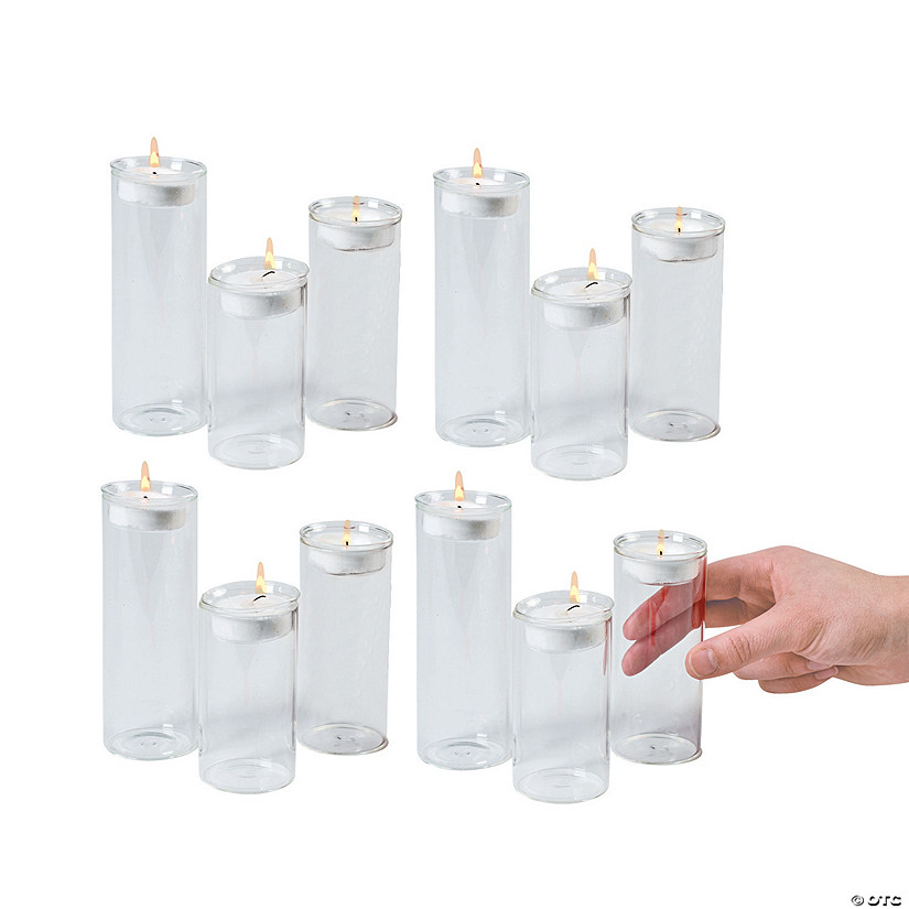 Bulk Mini Cylinder Tea Light Candle Holders - 12 Pc. Image
