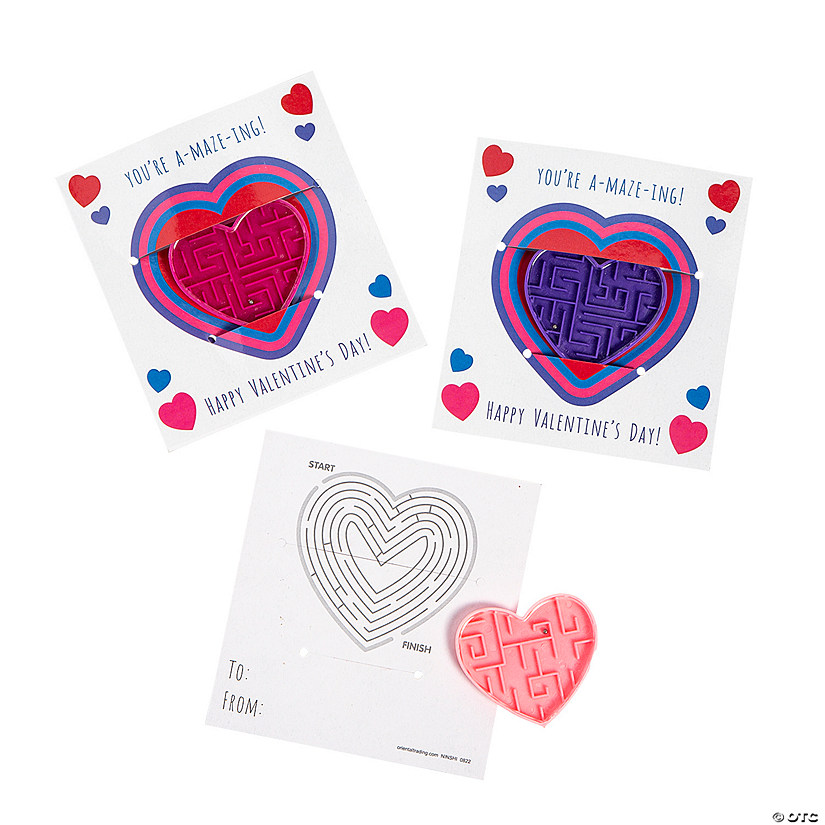 Bulk Mini Heart-Shaped Maze Puzzle Valentine Exchanges with Card for 72 Image