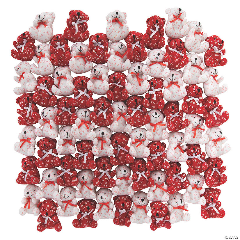 Bulk Mini Valentine's Day Hugs & Kisses Stuffed Bears - 72 Pc. Image