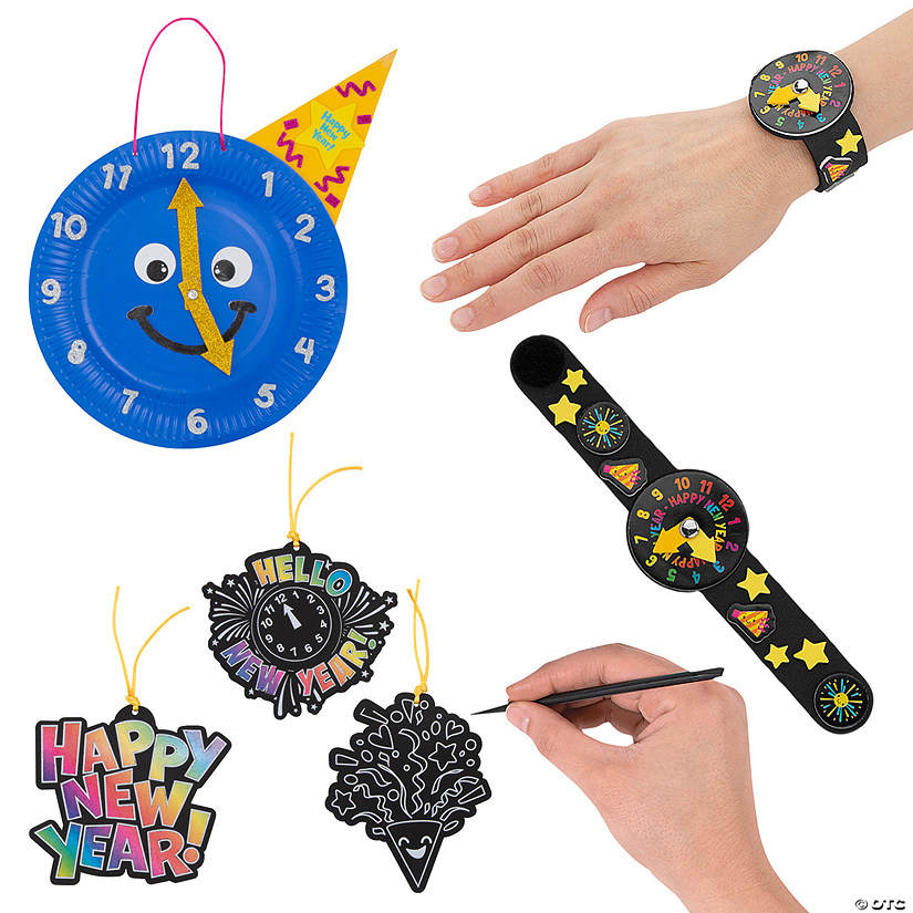 Bulk New Year&#8217;s Clocks Craft Kit Assortment - Makes 48 Image