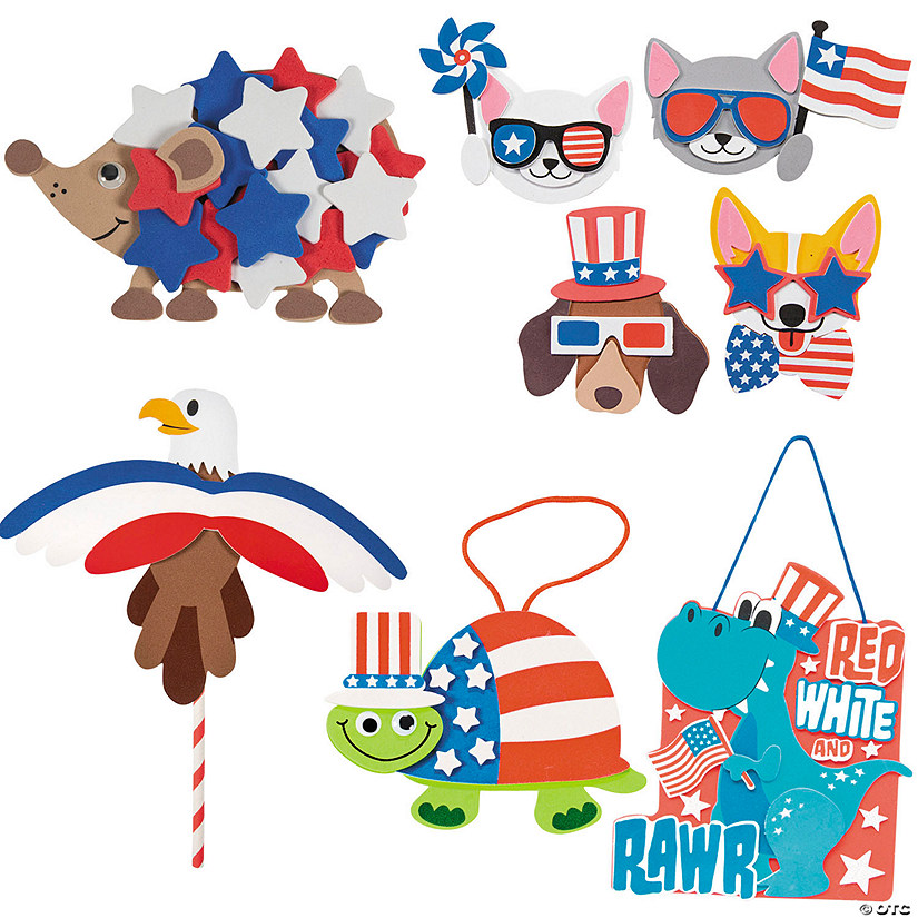 Bulk Patriotic Animal Pals Craft Kit Assortment - Makes 60 Image