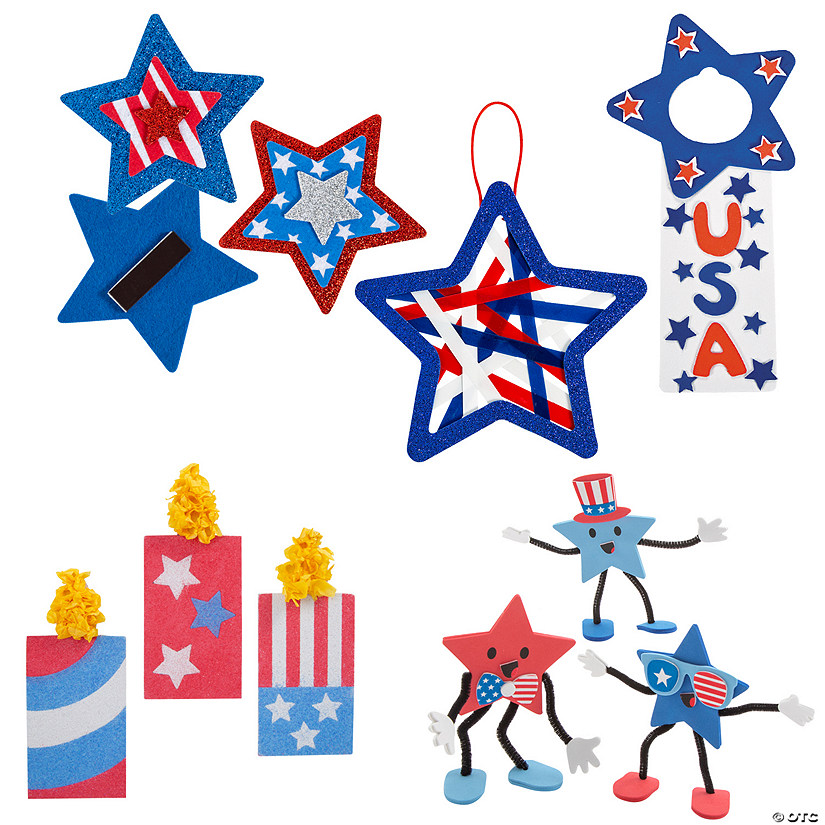 Bulk Patriotic Stars & Stripes Craft Kit Assortment - Makes 60 Image