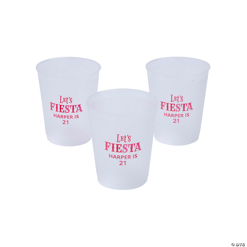 Bulk Personalized Fiesta Frosted Reusable Plastic Cups Image