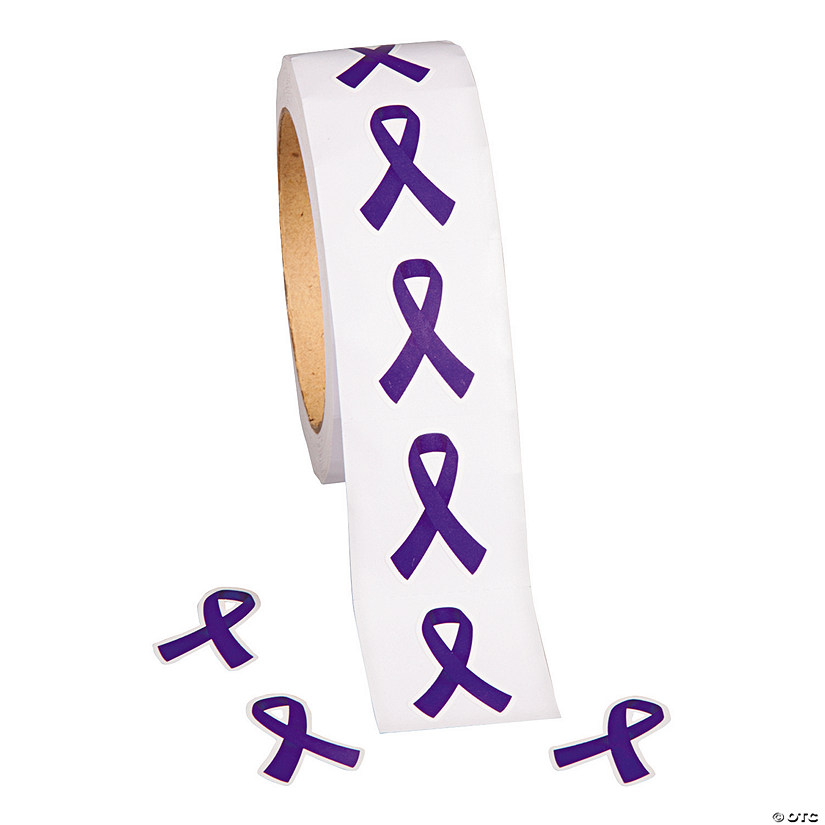 Bulk Purple Ribbon Awareness Sticker Roll- 500 Pc. Image