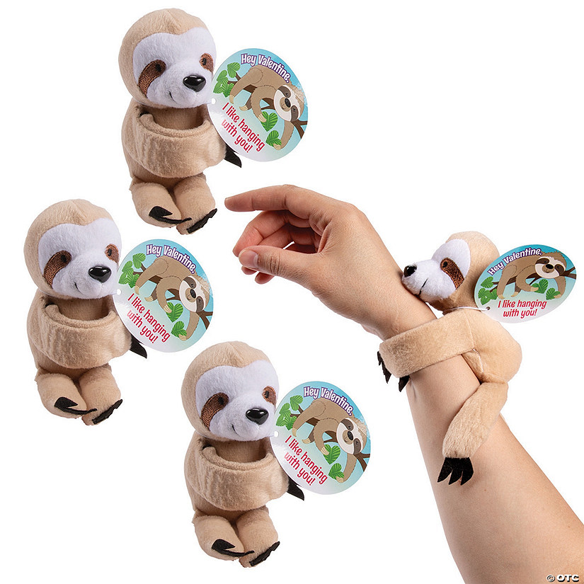 Bulk Stuffed Hugging Sloth Valentine Exchanges with Card for 48 Image