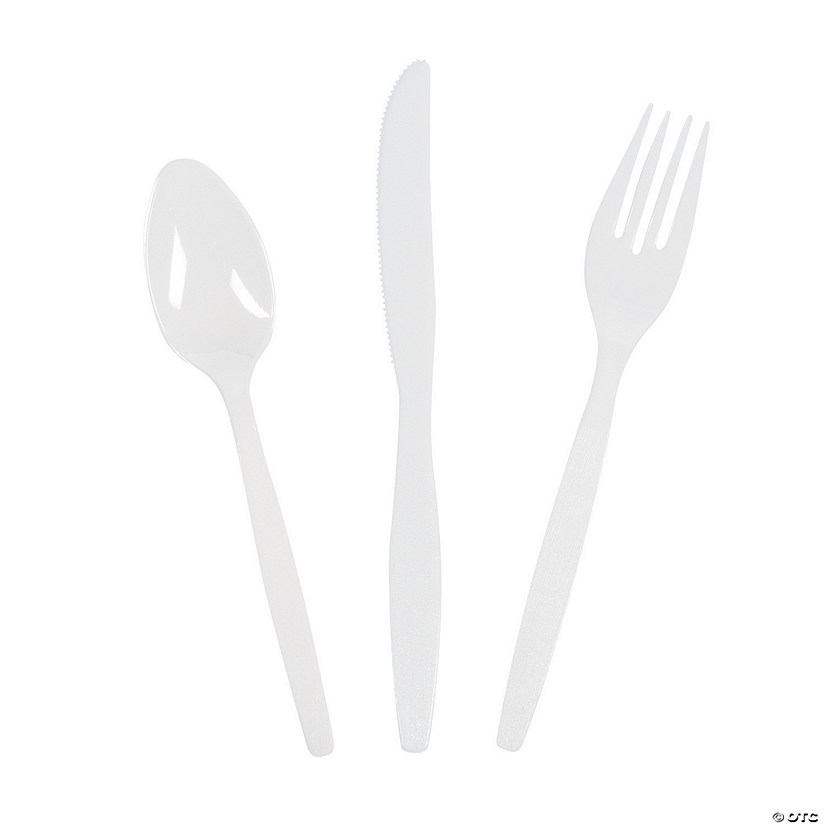 Bulk White Plastic Cutlery Sets for 70 Image