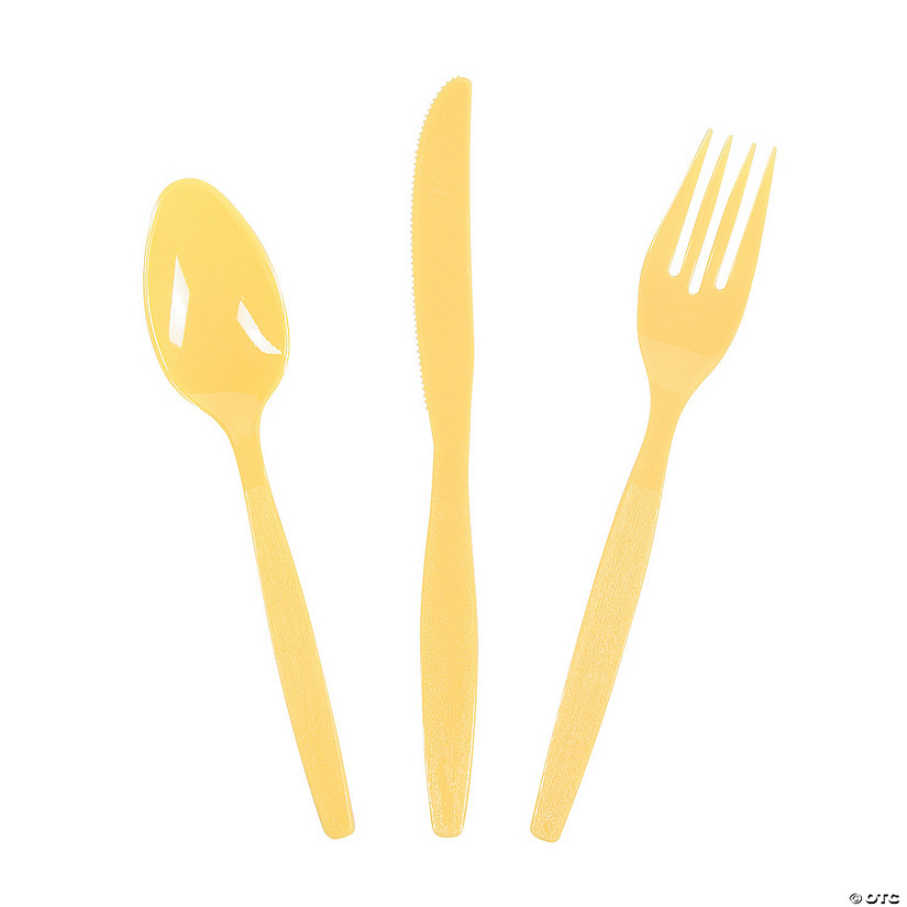 Bulk  Yellow Plastic Cutlery Sets for 70 Image