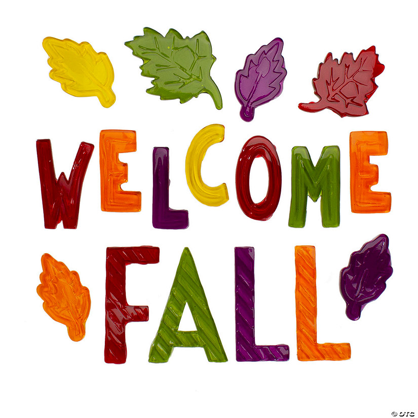 Burgundy and Orange Welcome Fall Thanksgiving Gel Window Clings Image