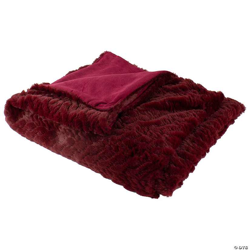 Burgundy Red Ultra Plush Faux Fur Throw Blanket 55" x 63" Image
