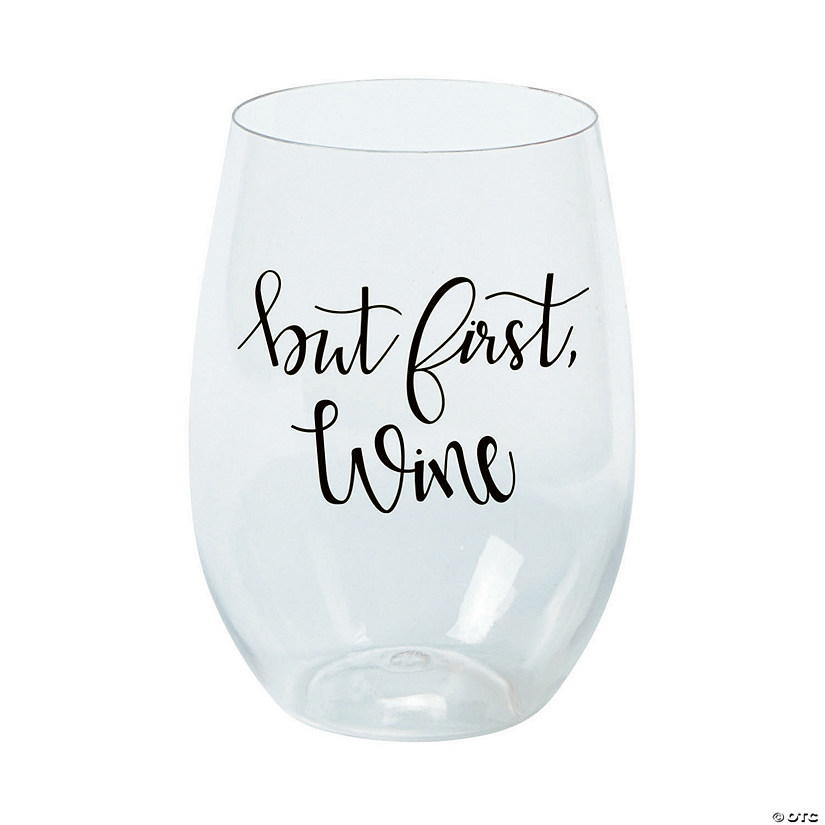 But First Wine Stemless Plastic Glasses Image