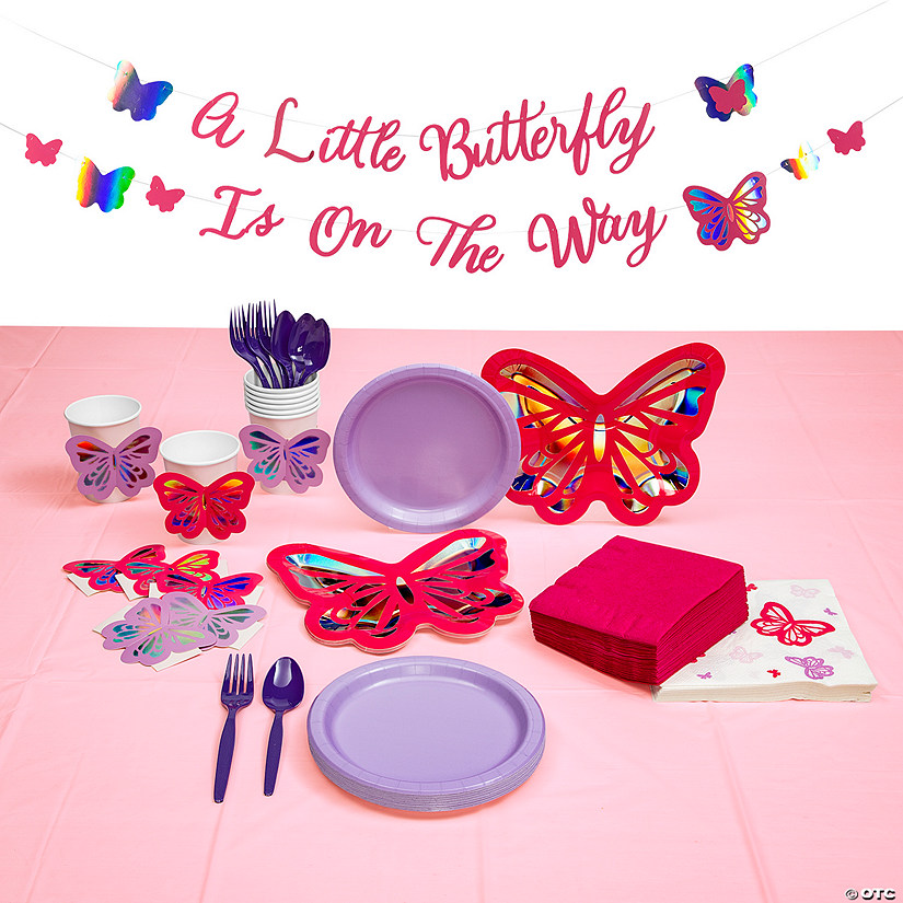 Butterfly Baby Shower Tableware Kit for 24 Guests Image