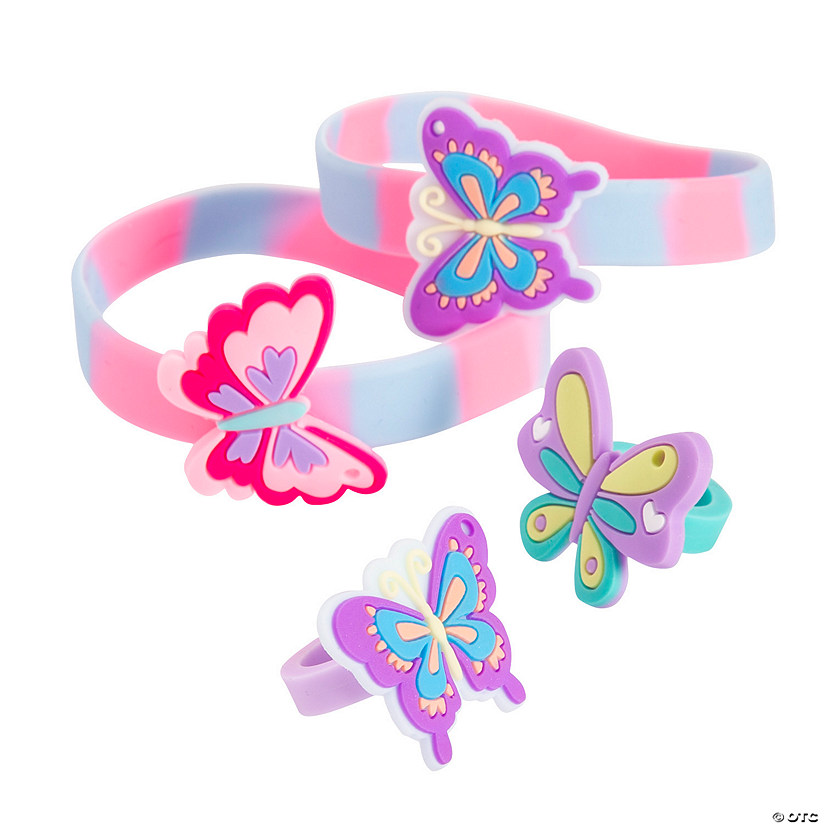 Butterfly Bracelets & Rings - 24 Pc. Image