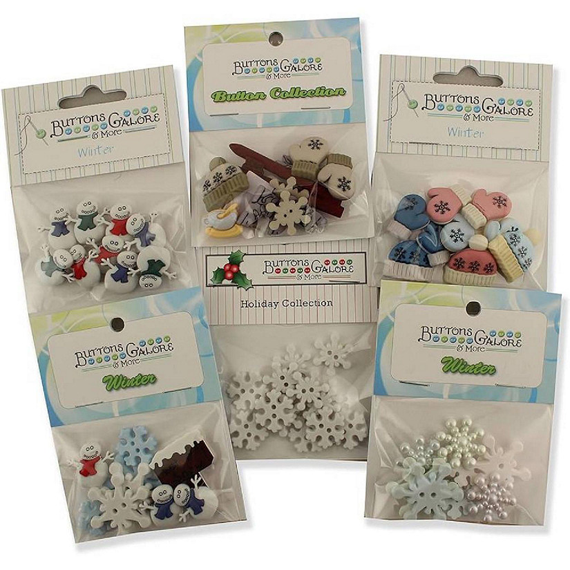 Buttons Galore 60+ Assorted Snowflake Theme Button Bundle for Sewing & Crafts - Set of 6 Button Packs Image