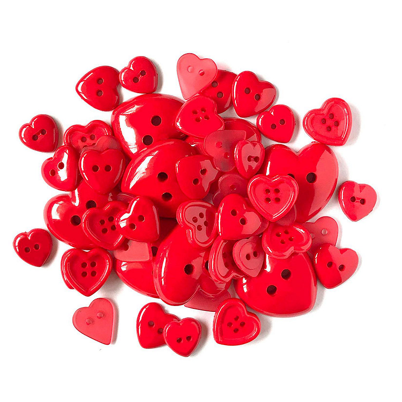 Buttons Galore and More 50+ Novelty Buttons for Sewing and Crafts - Red Hearts Theme Buttons Image